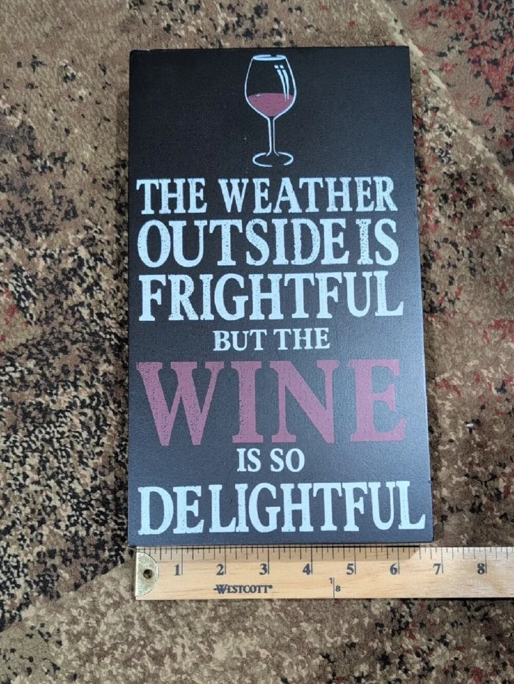 Wine-Themed Wall Sign - Black and Wine Red